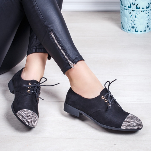 Pantofi dama casual negri Gerosi-20-rl tip Oxford pentru Office sau zi