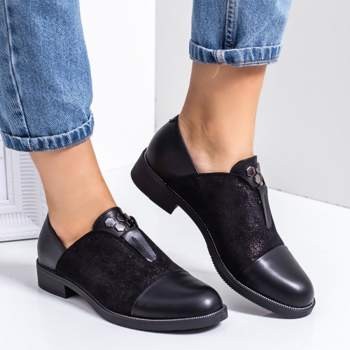 Pantofi dama casual negri Noima -rl tip Oxford pentru Office sau zi