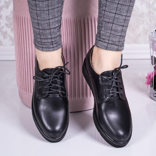 Pantofi dama casual negri Velesa tip Oxford pentru Office sau zi