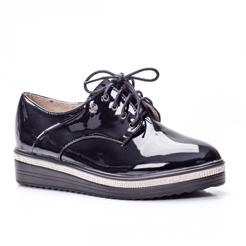 Pantofi dama casual negri lacuiti Siolia-rl tip Oxford pentru Office sau zi