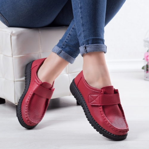 Pantofi dama casual rosii Sieta-rl-20 tip Oxford pentru Office sau zi