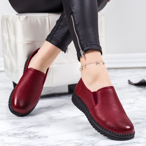 Pantofi dama casual rosii Sioria-rl tip Oxford pentru Office sau zi