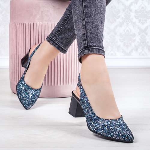 Pantofi dama cu toc Piele albastri Sachita-20 de ocazie eleganti