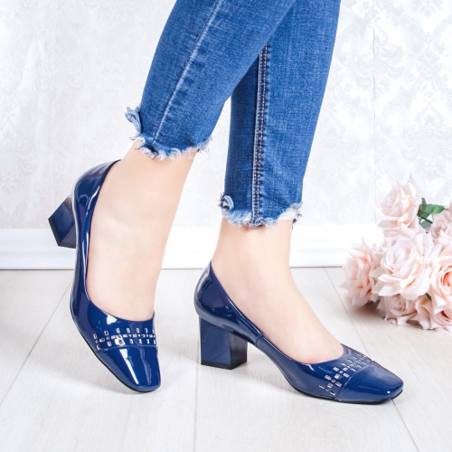 Pantofi dama cu toc albastri Fonsila-rl de ocazie eleganti