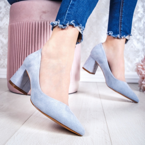 Pantofi dama cu toc albastri deschis Reavia -rl de ocazie eleganti