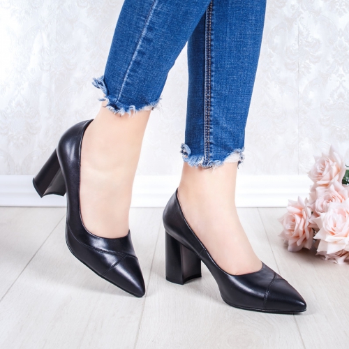 Pantofi dama cu toc negri Dolamia-rl de ocazie eleganti