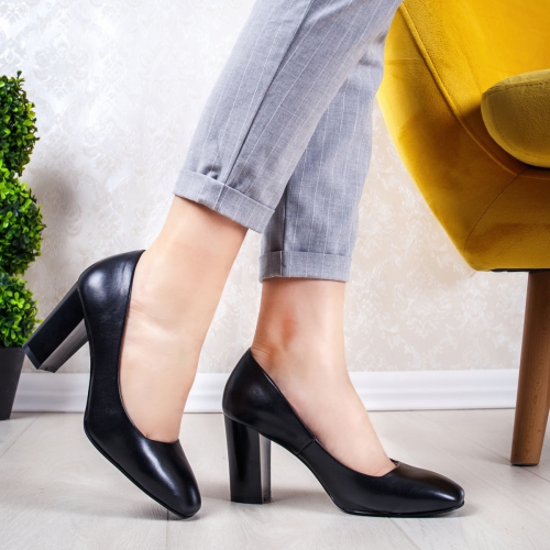 Pantofi dama cu toc negri Likosia-rl de ocazie eleganti