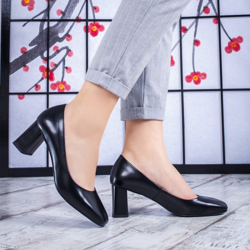 Pantofi dama cu toc negri Miasia-rl de seara ieftini