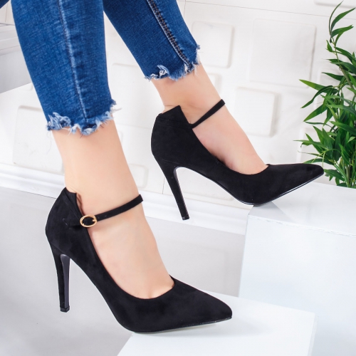 Pantofi dama cu toc negri Minisa stiletto eleganti de ocazie