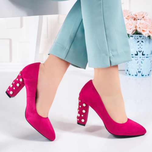 Pantofi dama cu toc roz Enorila-rl de seara ieftini
