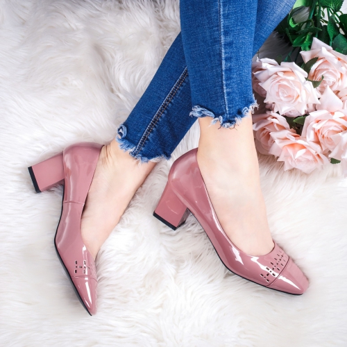 Pantofi dama cu toc roz Fonsila-rl de ocazie eleganti