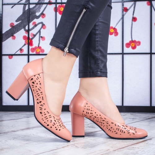 Pantofi dama cu toc roz Kanina-rl de ocazie eleganti
