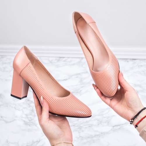 Pantofi dama cu toc roz Vilisa-rl de ocazie eleganti