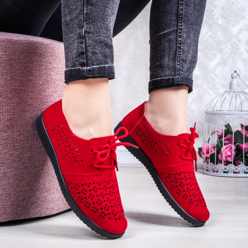 Pantofi perforati dama rosii Felira-rl tip Oxford pentru Office sau zi