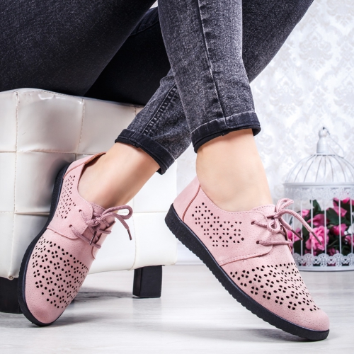 Pantofi perforati dama roz Felira-rl tip Oxford pentru Office sau zi