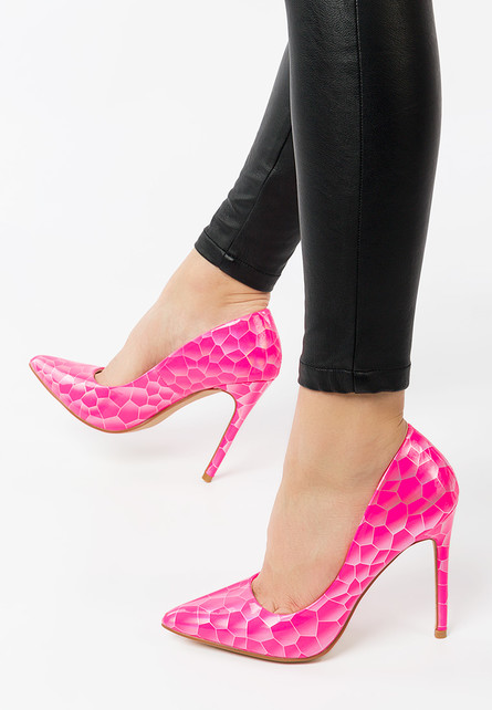 Pantofi stiletto Sirelori Roz eleganti de seara cu toc inalt subtire