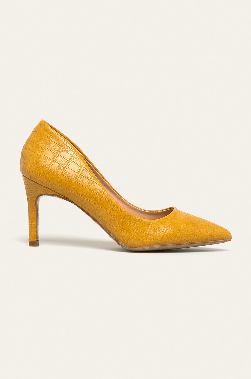 Pantofi dama galben mustar cu toc subtire Answear din piele intoarsa Cod BBYK-OBD0P3_11X