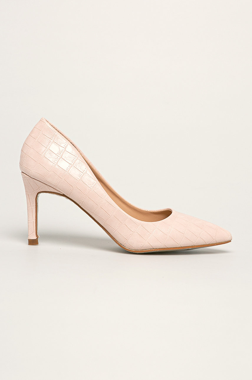 Pantofi Answear roz pudra cu toc subtire si varf ascutit din piele intoarsa Cod BBYK-OBD0P4_03X