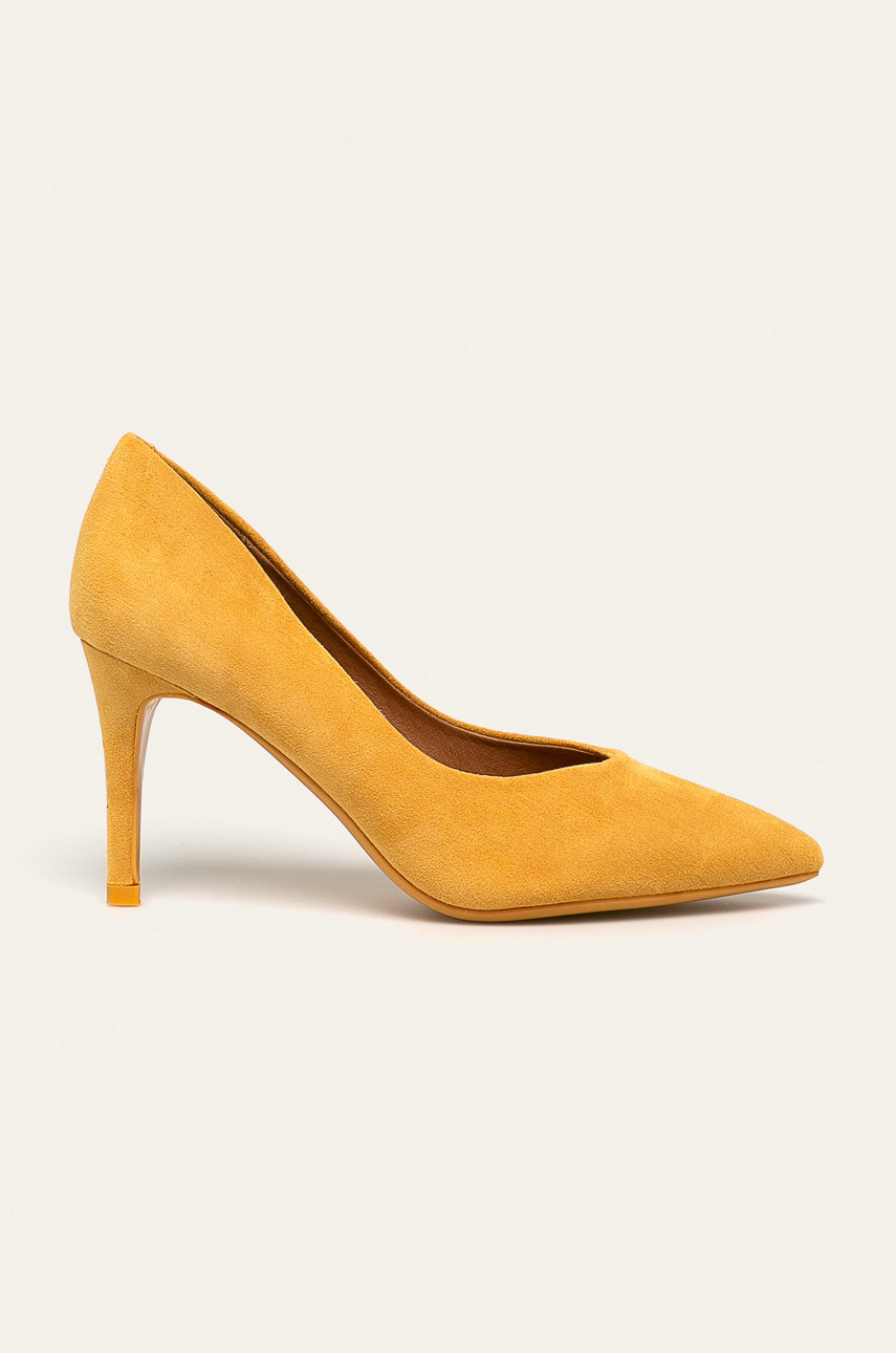 Pantofi dama galben mustar cu toc subtire Answear din imitatie de piele intoarsa Cod BBYK-OBD0PA_11X