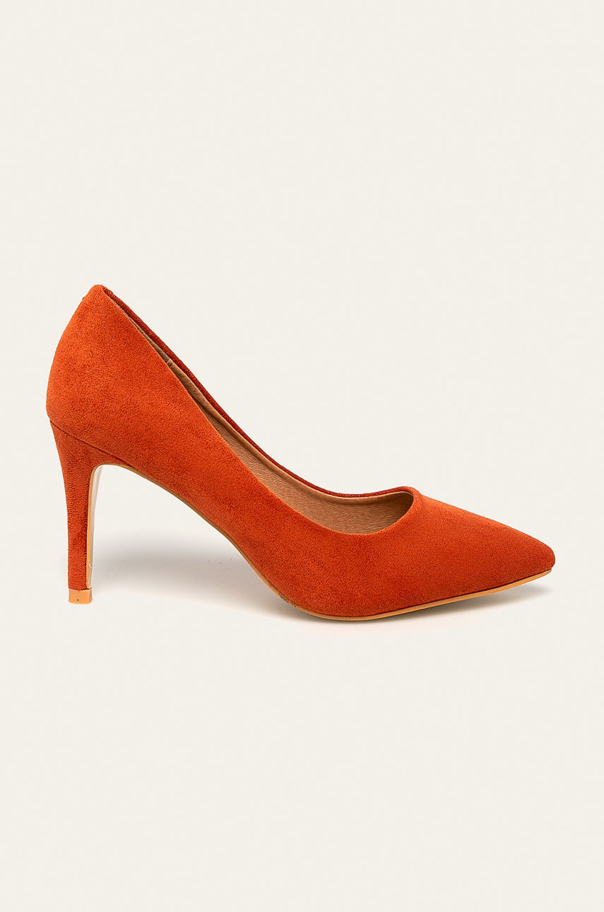 Pantofi dama portocalii cu toc subtire Answear si calcai intarit din material textil Cod BM84-OBD02G_22X