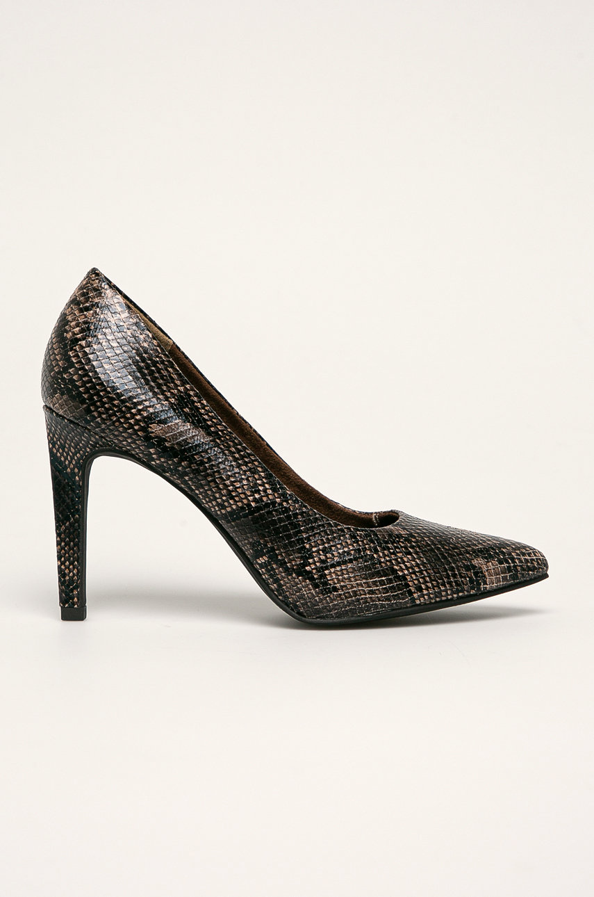 Pantofi negri Marco Tozzi comozi cu toc subtire din material textil Cod 9B84-OBD10I_90X