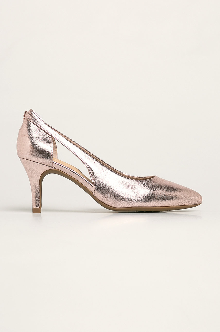 Pantofi de seara aurii cu toc subtire Marco Tozzi din material textil Cod PPYK-OBD0FP_39X