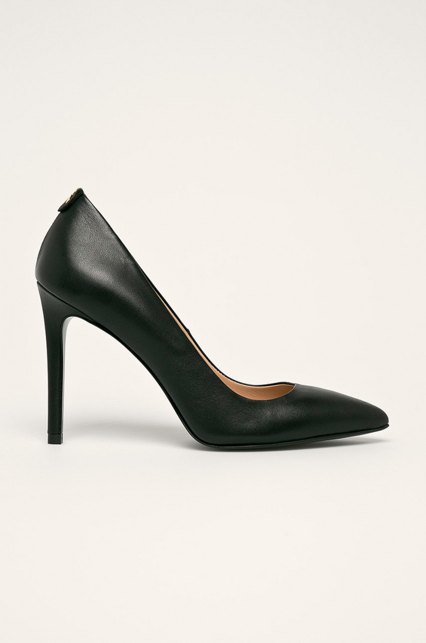 Pantofi stiletto negri cu toc subtire Patrizia Pepe din piele naturala si detalii decorative Cod 9B84-OBD1TN_99X