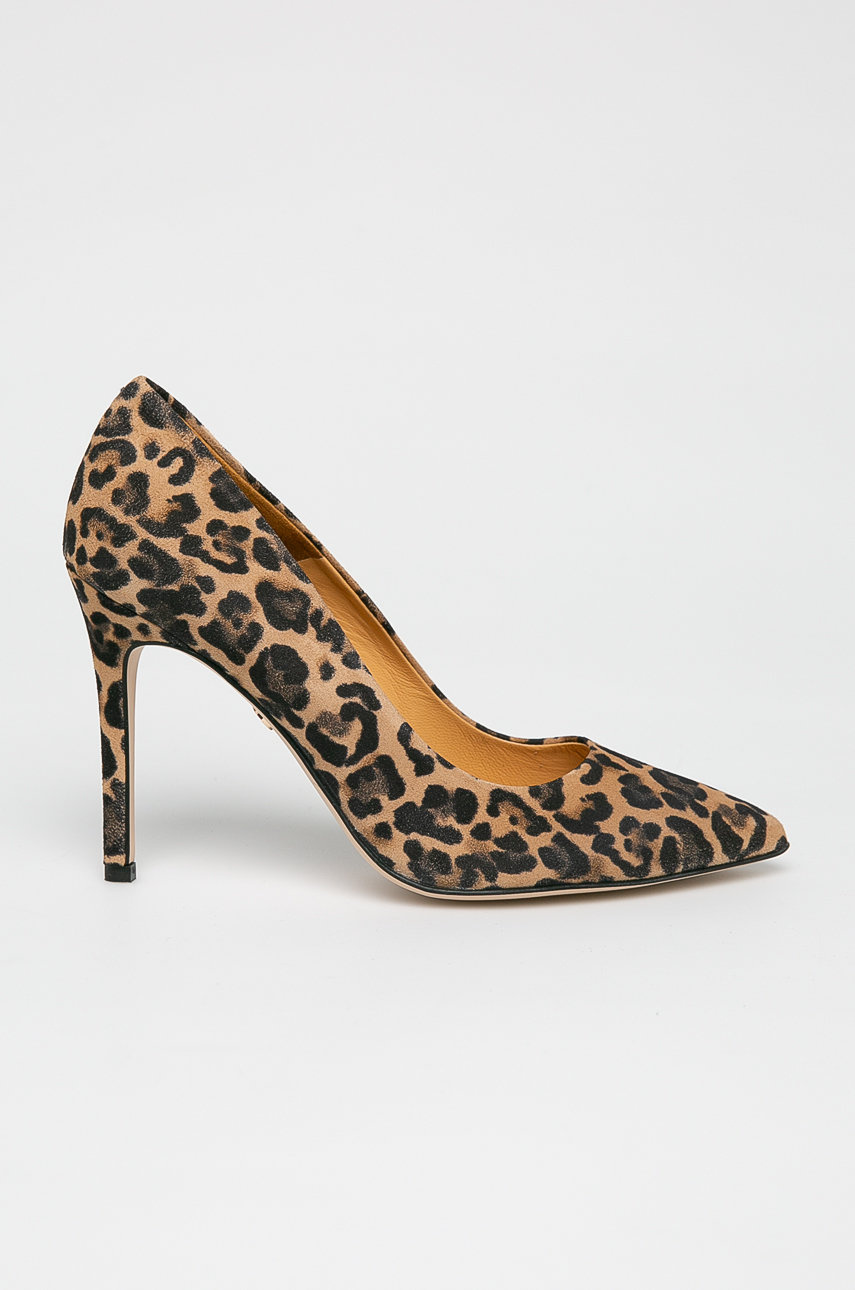 Pantofi dama leopard cu toc subtire Solo Femme si calcai intarit din piele naturala Cod 9B84-OBD26F_82X