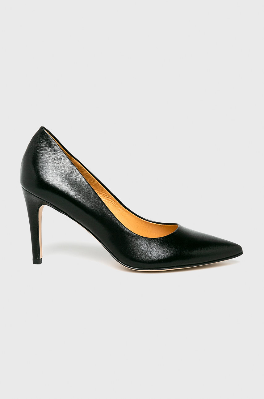 Pantofi negri eleganti cu toc subtire si calcai intarit Solo Femme din piele naturala Cod 9B84-OBD270_99X