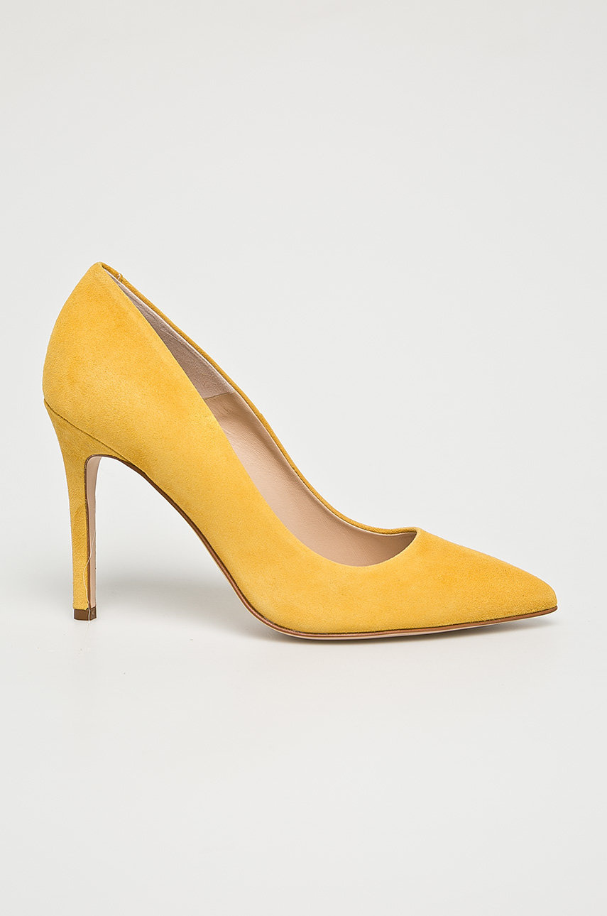 Pantofi galben mustar cu toc subtire si brant confortabil Solo Femme din material sintetic cu piele naturala Cod PP84-OBD1W3_11X