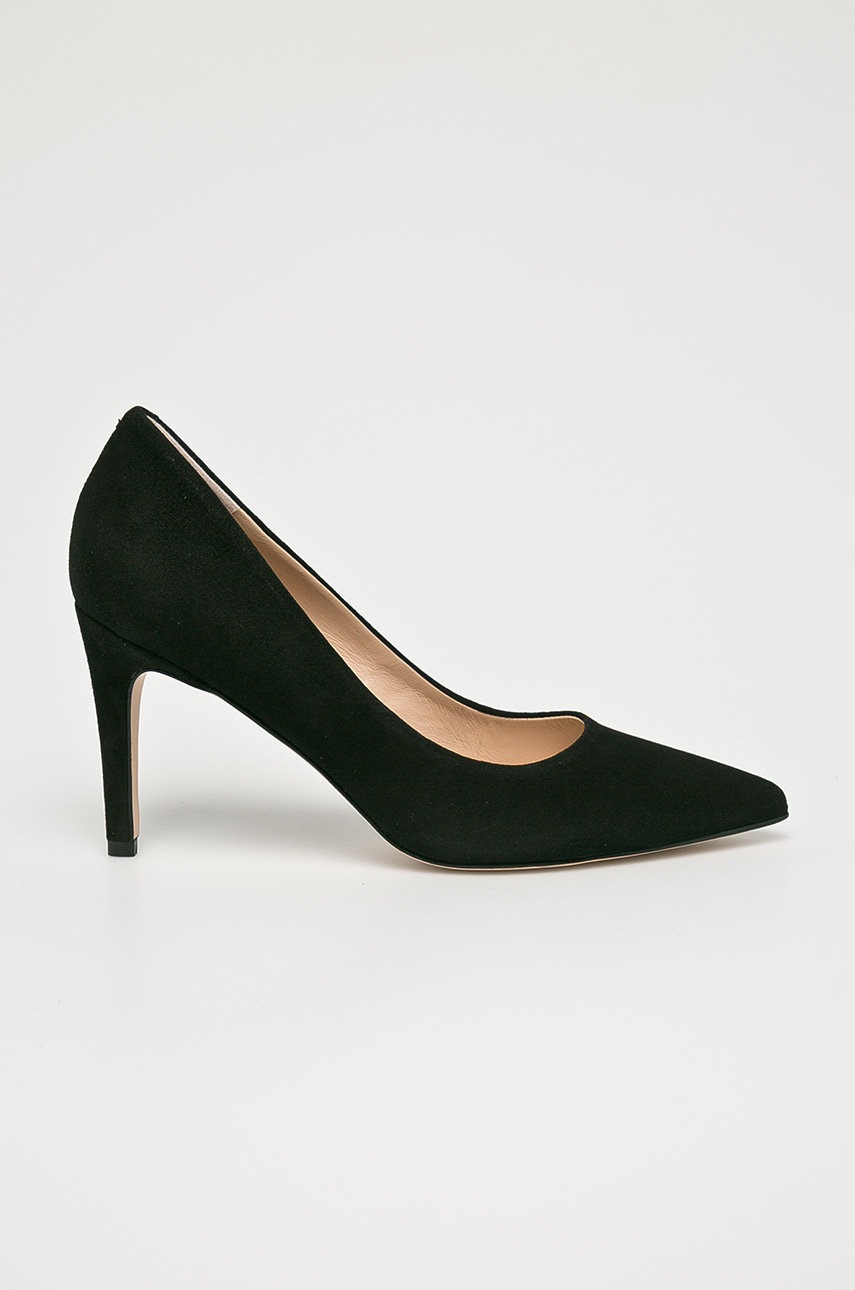 Pantofi negri eleganti cu toc subtire Solo Femme si calcai intarit din piele naturala Cod PP84-OBD1Z9_99X