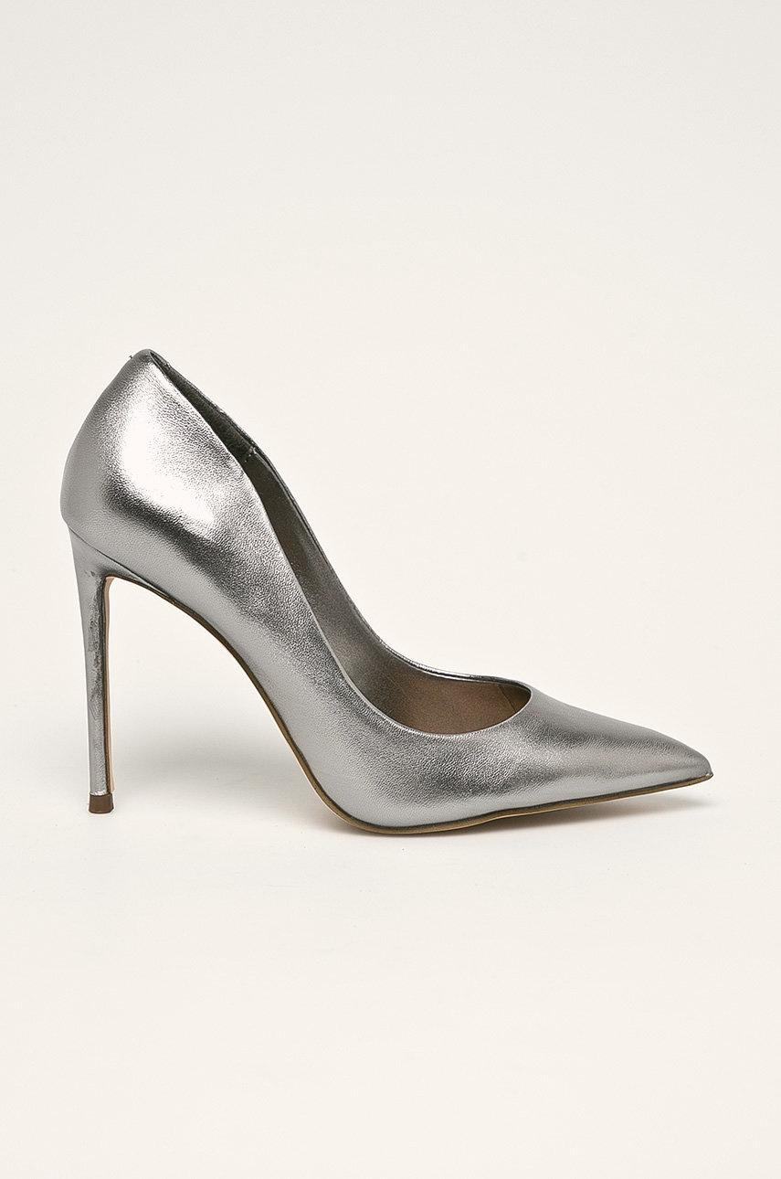Pantofi dama argintii cu toc subtire si calcai intarit Steve Madden din material sintetic Cod 9B84-OBD0ZO_90X
