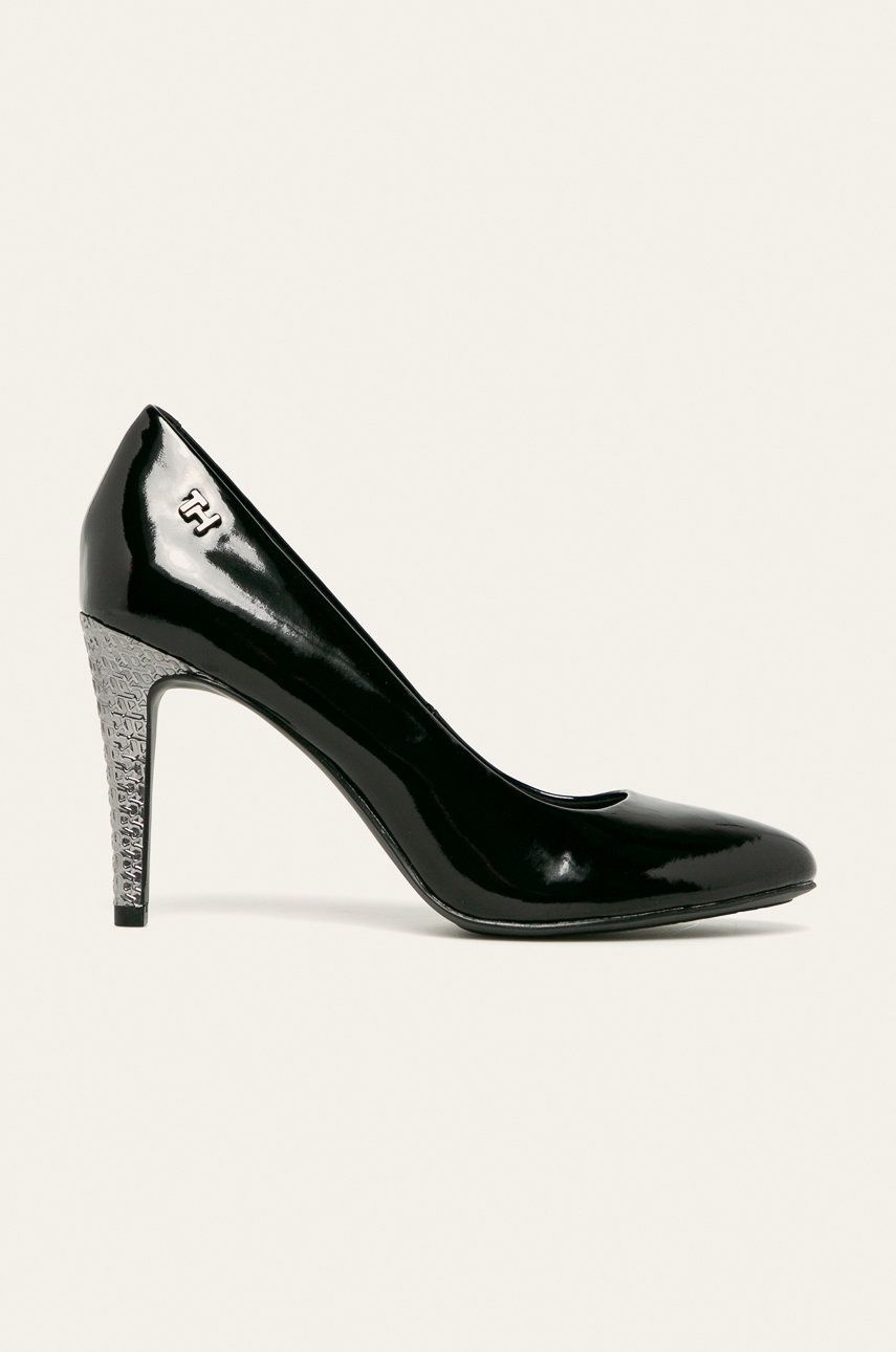 Pantofi eleganti negri cu toc subtire Tommy Hilfiger din piele intoarsa Cod PPYK-OBD04G_99X